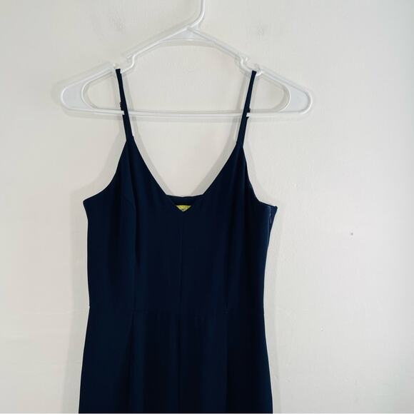 Gianni Bini Navy Blue Ruffle Hem Wide Leg Jumpsuit 0 - Picture 5 of 12